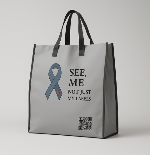 Sleek Gray Tote with QR Code